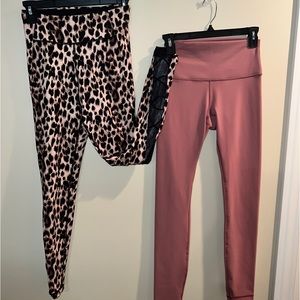 2 NWOT VS Leggings mauve pink & leopard mesh cutout size 4/ Small